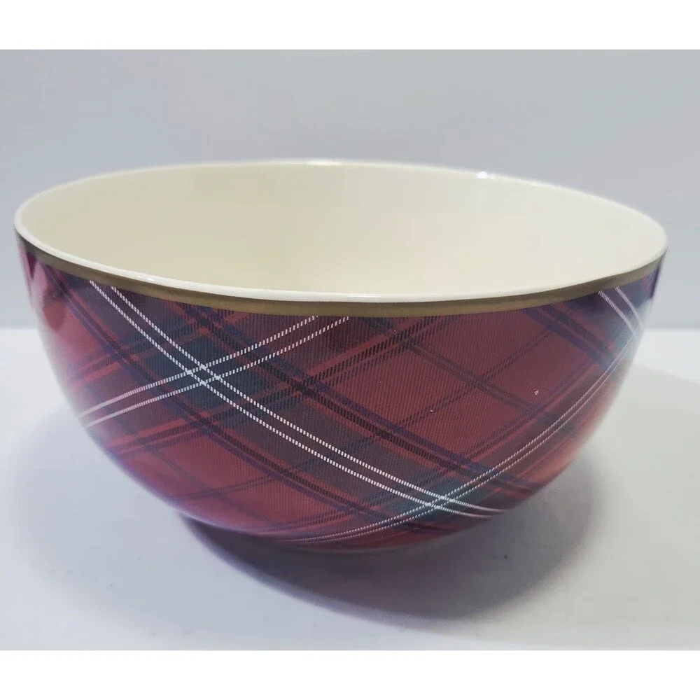 Williams Sonoma Mixing Bowl Tartan Plaid 8.75